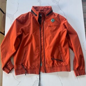 Outdoor Afro x REI Jacket Men Large Orange Full Zip Packable Hood Full Zip